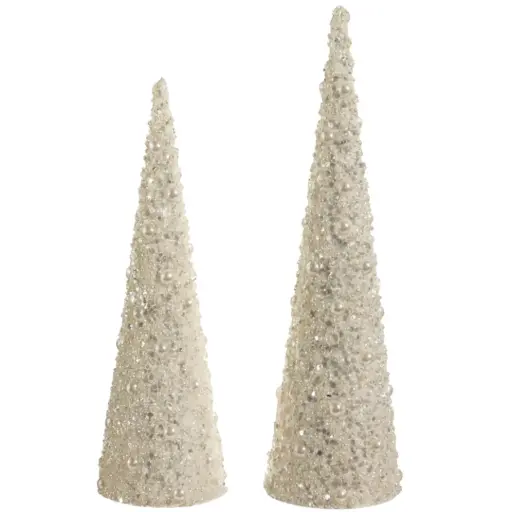 [181043-TT] Pearl Embellished Cone Tree 17in
