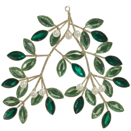 [181059-TT] Jeweled Mistletoe Ornament 7in