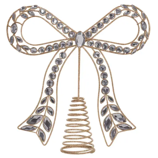 [181060-TT] Jeweled Bow Tree Topper Clear 11in