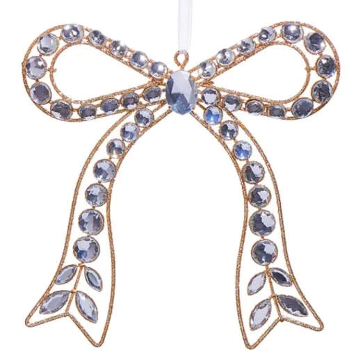 [181061-TT] Jeweled Bow Ornament Clear 7in