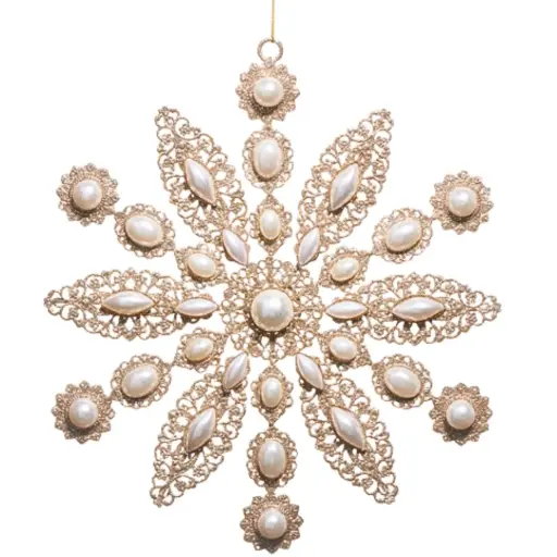 [181063-TT] Glitter and Pearl Ornament 9in