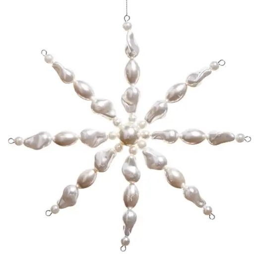 [181064-TT] Freshwater Pearl Snowflake Ornament 7in