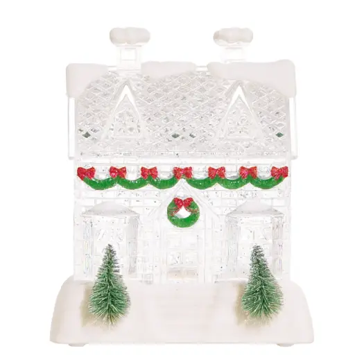 [181065-TT] Lighted Swirling Glitter Water House 6in