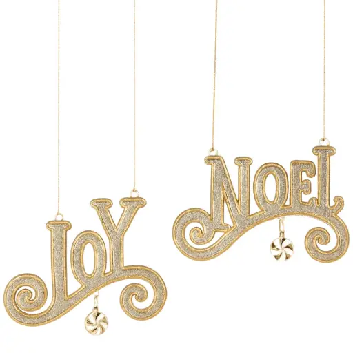 [181066-TT] Joy and Noel Ornament Assorted Gold 5in