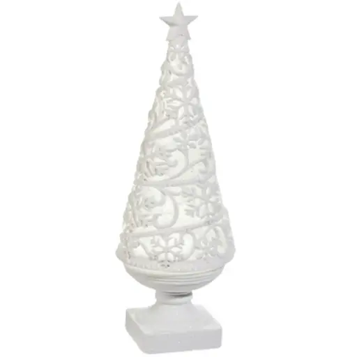 [181067-TT] Lighted Snowflake Overlay Swirling Glitter Tree Gold 15in