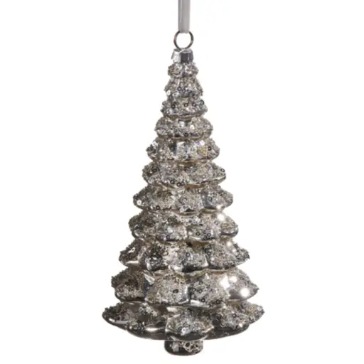 [181071-TT] Sparkle Tree Ornament Silver 7in