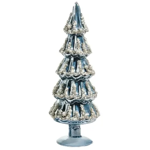 [181075-TT] Embellished Pearlized Tree Blue 12in