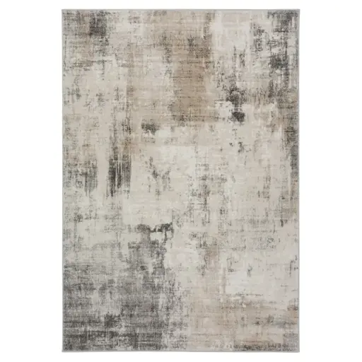 [181141-TT] Whisper Beige Charcoal Abstract Rug 5.3×7.7ft