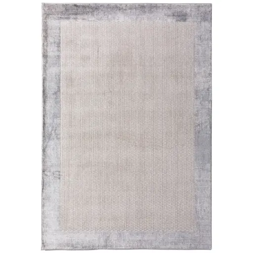 [181155-TT] Luxe Ivory Grey Border Rug 5.3×7.7ft