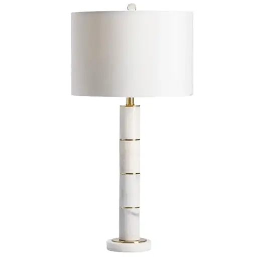 [181303-TT] Marble Column Table Lamp 30in