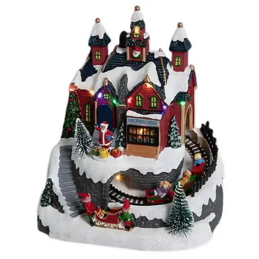 [181358-TT] LED Light-Up Muscial Gift Workshop Village