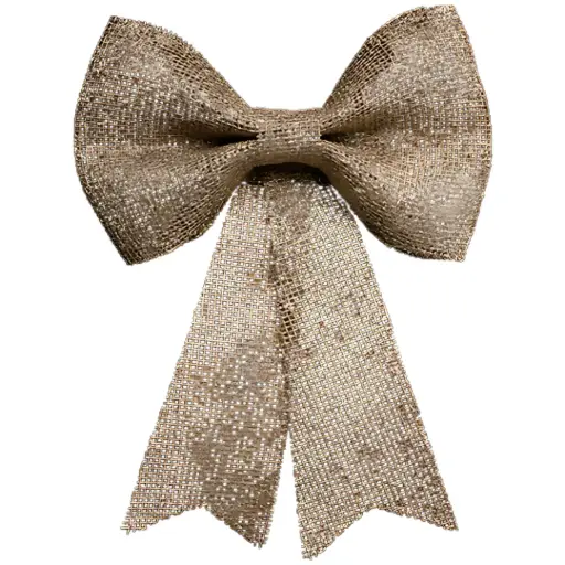 [181369-TT] Sequin Decorative Bow Jute Gold 7x9in