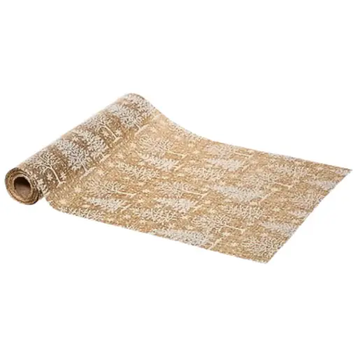 [181373-TT] Christmas Tree Fabric Roll Gold and White 1x10ft