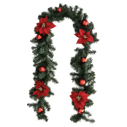 [174805-TT] Natural Flocked Garland Red 7ft