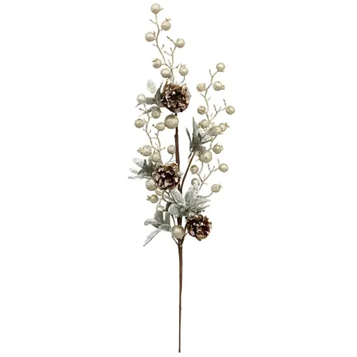 [174816-TT] Pinecones & Beads Branch Gold 30in