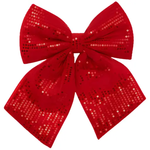 [181389-TT] Sequin Decorative Bow Red 8x10in