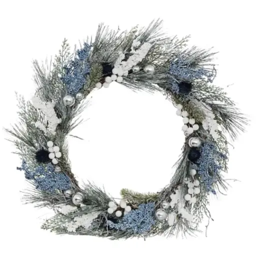 [181397-TT] Christmas Wreath Blue and White 20in