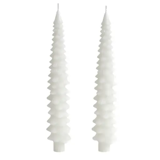 [181405-TT] Pine Tree Taper Candles White 2pc