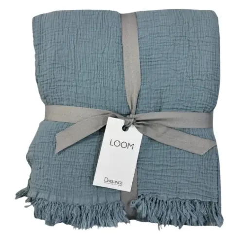[181570-TT] Loom Throw Blue 50x70in