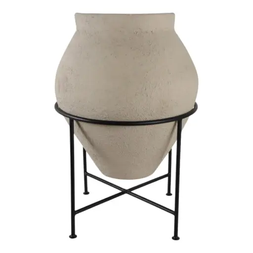 [182198-TT] Terracotta Pot With Metal Stand 27x18in