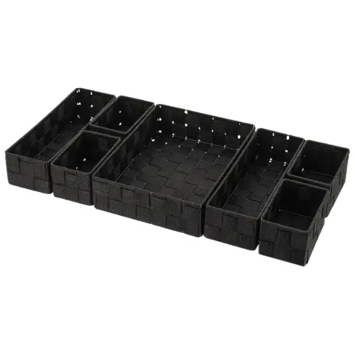 [182355-TT] Braided Drawer Organizer Black 7pc