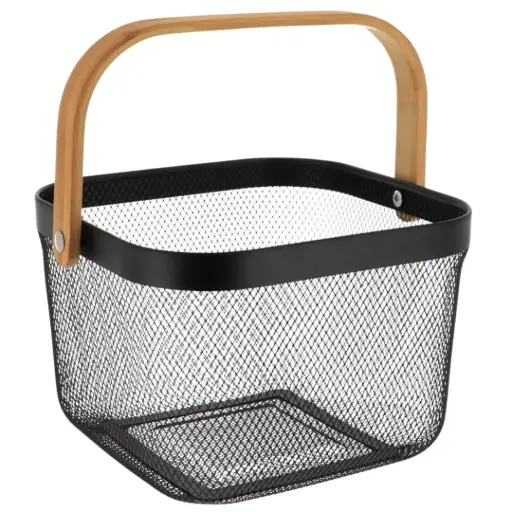 [182371-TT] Metal Mesh Basket Black 10in