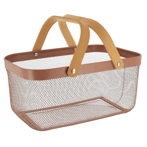 [182372-TT] Metal Mesh Basket Caramel 15in