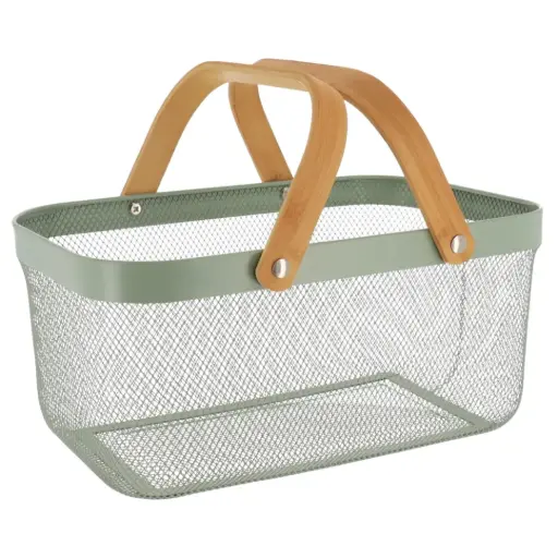 [182374-TT] Metal Mesh Basket Sage 15in