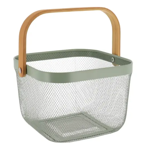 [182375-TT] Metal Mesh Basket Sage 10in