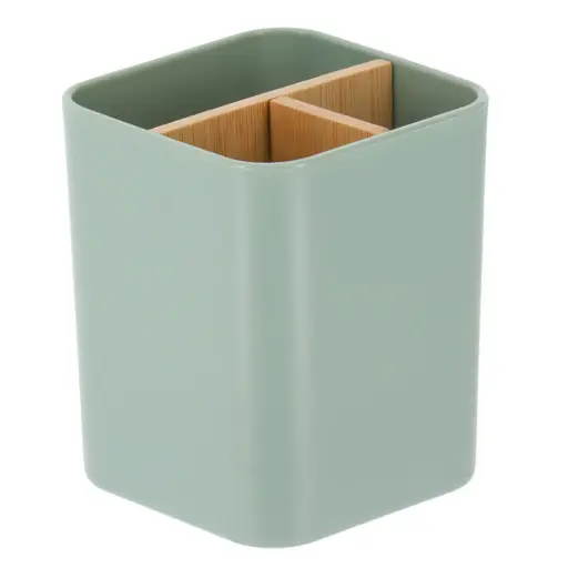 [182378-TT] Plastic Bamboo 3 Compartment Organizer Green