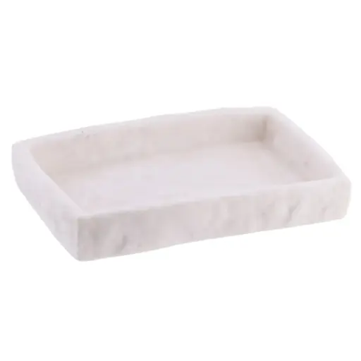[182384-TT] Raw Stone Soap Dish White