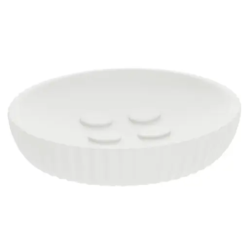 [182408-TT] Stripes Resin Soap Dish White