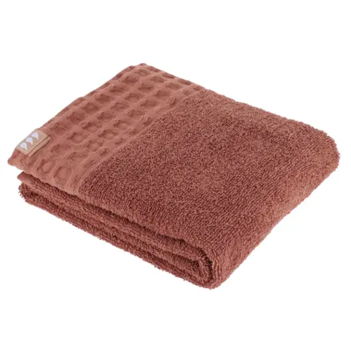 [182423-TT] Waffle Border Hand Towel Terracotta 20x35in