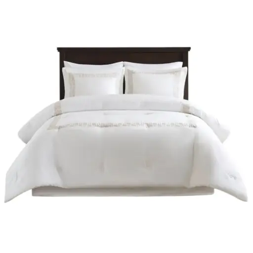 [182491-TT] Nile 4 Piece Cotton Sateen With Embroidery Oversized King Comforter Set Multi