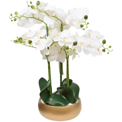 [182516-TT] Orchid in Gold Ceramic Pot 25.5in