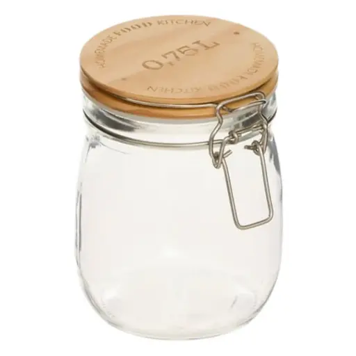 [182527-TT] Glass Jar with Wooden Lid 0.75L