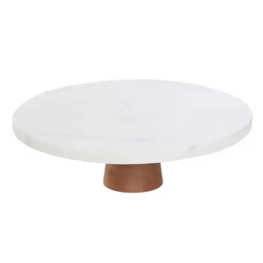 [182534-TT] Marble Cake Stand White 10in