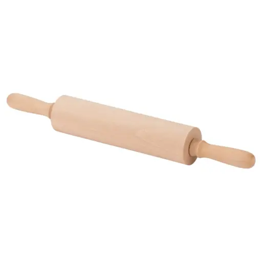[182655-TT] Beech Wood Revolving Rolling Pin