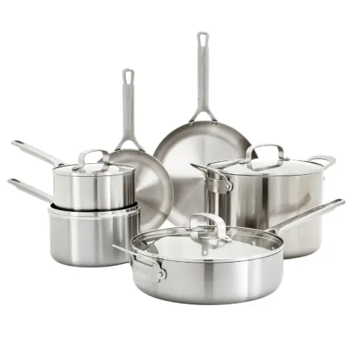 [182713-TT] Greenpan Bobby Flay Chef Series Uncoated Stainless Steel Cookware Set 10pc