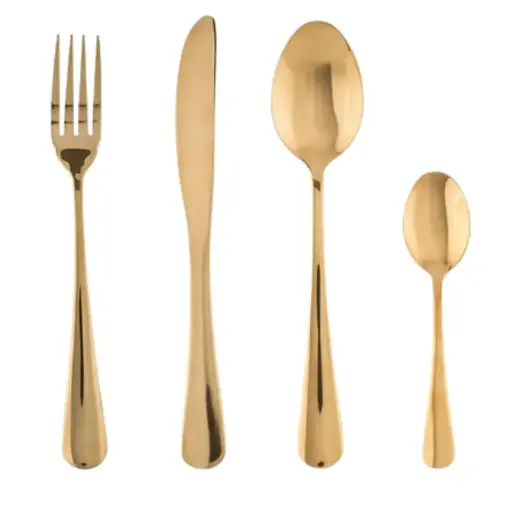 [182773-TT] Gold Flatware Set 16pc