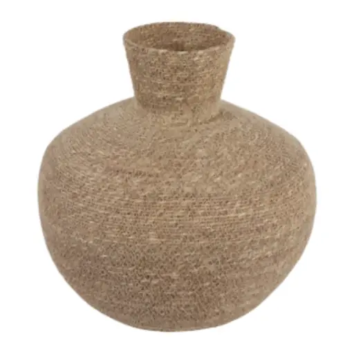 [182841-TT] Woven Jute Vase Natural 14in