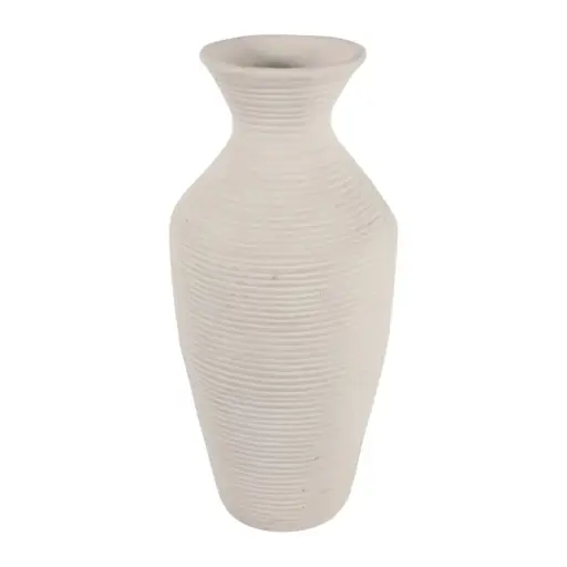 [182848-TT] Paper Mache Ribbed Vase Ivory 20x13in