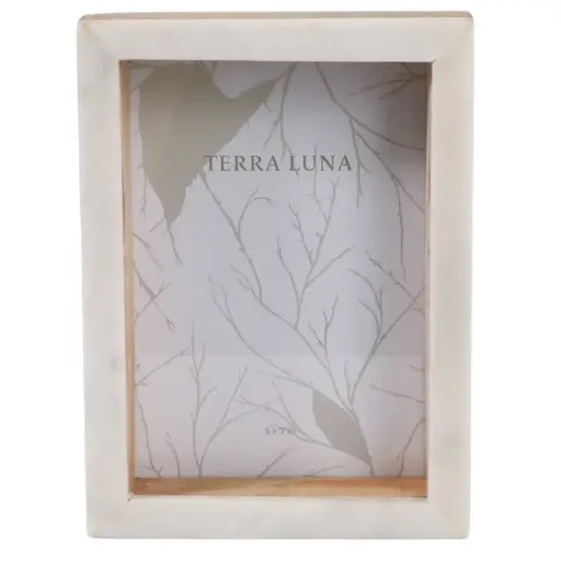 [182851-TT] Marble Block Photo Frame White Natural 5x7in