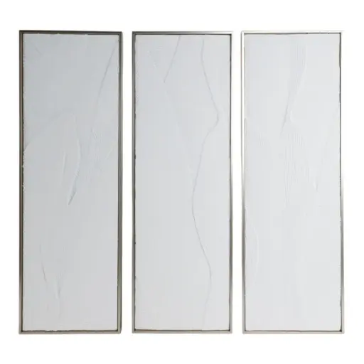 [182868-TT] Bradenton White Leaves Framed Wall Art 3pc 16x48in