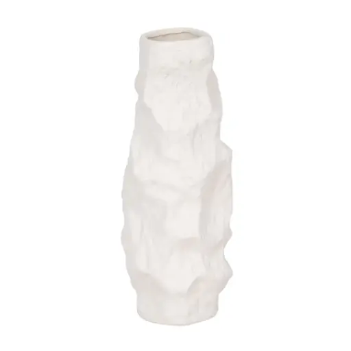 [182180-TT] Jagged Textured Vase White 17in