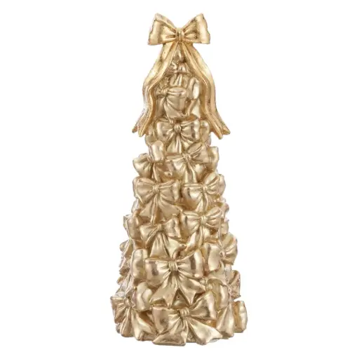 [183052-TT] Bow Cone Topiary Gold 11in