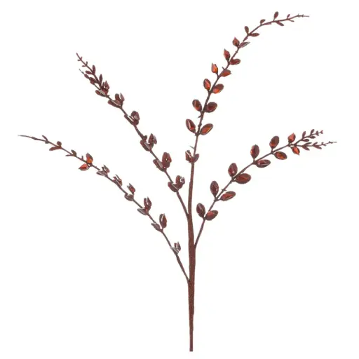 [183057-TT] Rhinestone Leaf Spray Red 22in