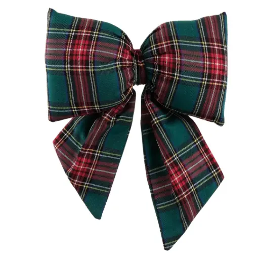 [183066-TT] Plaid Bow with Clip Red & Green 11.5x16in