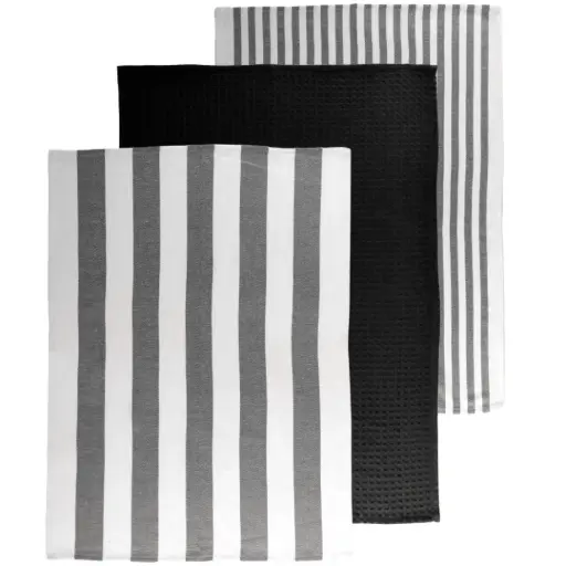 [183113-TT] Marra Kitchen Towel Black 20x29in 3pc
