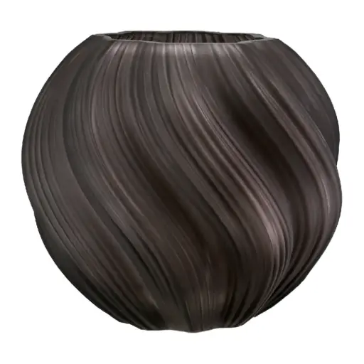 [183312-TT] Round Swirl Vase Dark Brown 7in